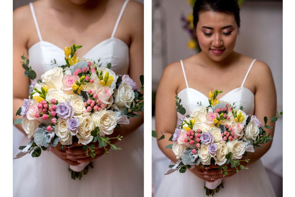 Bride and her flowers.